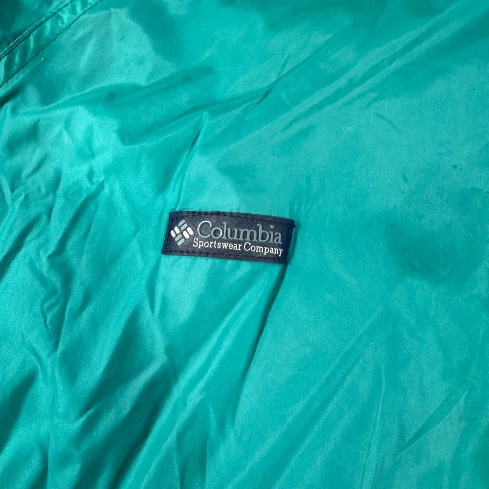 Vintage Columbia Sportswear Mens‎ Teal Green Hooded Windbreaker Jacket Large L